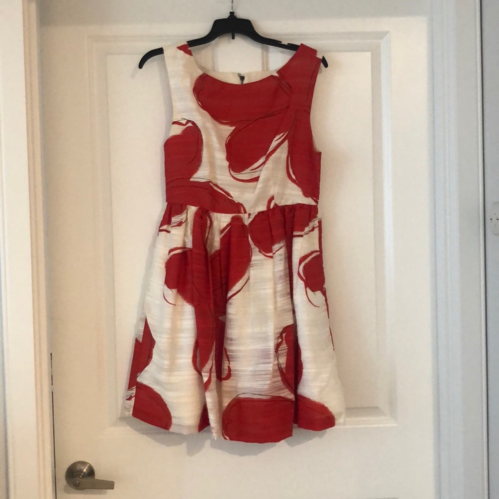 Red and white Alice and Olivia A-line dress
